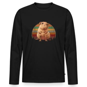 Capybara vintage - Männer Premium Bio Langarmshirt - Schwarz - Vorne - Nico (187cm)