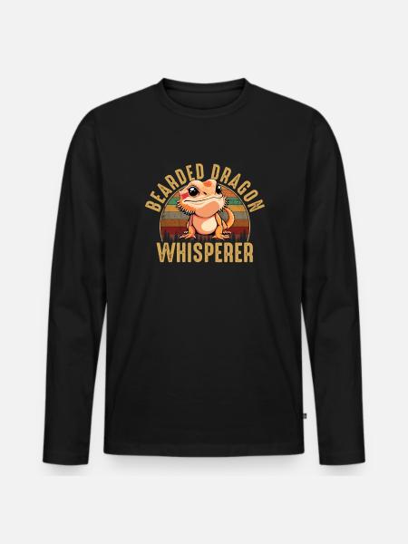 bearded dragon whisperer, reptile bearded - Men's Premium Organic Long Sleeve Shirt - black