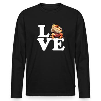 J’aime le dragon barbu, le reptile barbu - T-shirt manches longues Premium bio Homme - noir - Devant - Nico (187cm)
