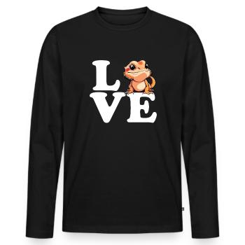 J’aime le dragon barbu, le reptile barbu - T-shirt manches longues Premium bio Homme - noir - Devant - Nico (187cm)