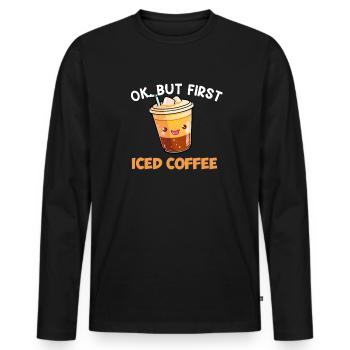 Propulsé par du café glacé, café glacé - T-shirt manches longues Premium bio Homme - noir - Devant - Nico (187cm)