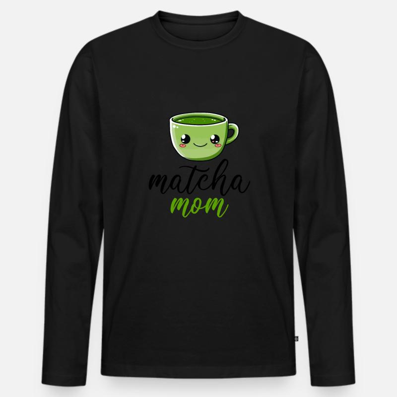 Matcha mom, matcha - Männer Premium Bio Langarmshirt - Schwarz