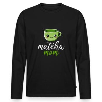 Matcha mom, matcha - Men's Premium Organic Long Sleeve Shirt - black - Front - Nico (187cm)