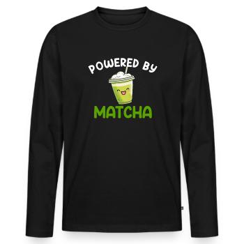 powered by matcha, matcha - Men's Premium Organic Long Sleeve Shirt - black - Front - Nico (187cm)