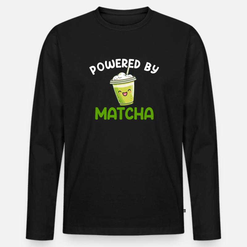 powered by matcha, matcha - Männer Premium Bio Langarmshirt - Schwarz