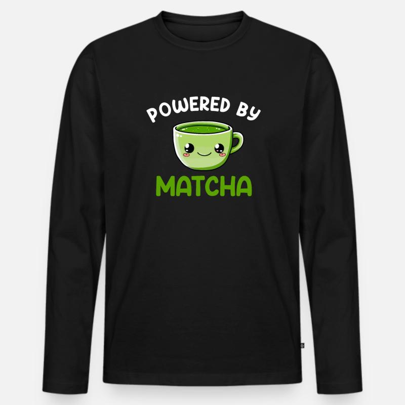 powered by matcha, matcha - Männer Premium Bio Langarmshirt - Schwarz