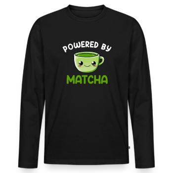 powered by matcha, matcha - Men's Premium Organic Long Sleeve Shirt - black - Front - Nico (187cm)