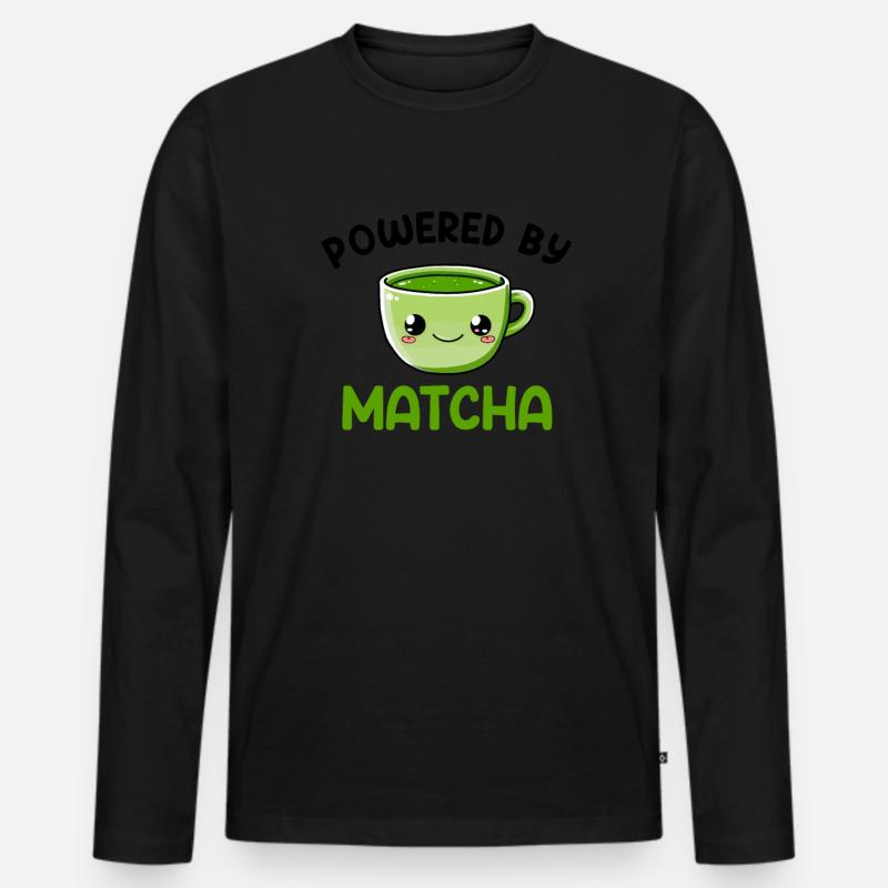 powered by matcha, matcha - Männer Premium Bio Langarmshirt - Schwarz