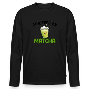 powered by matcha, matcha - Men's Premium Organic Long Sleeve Shirt - black - Front - Nico (187cm)