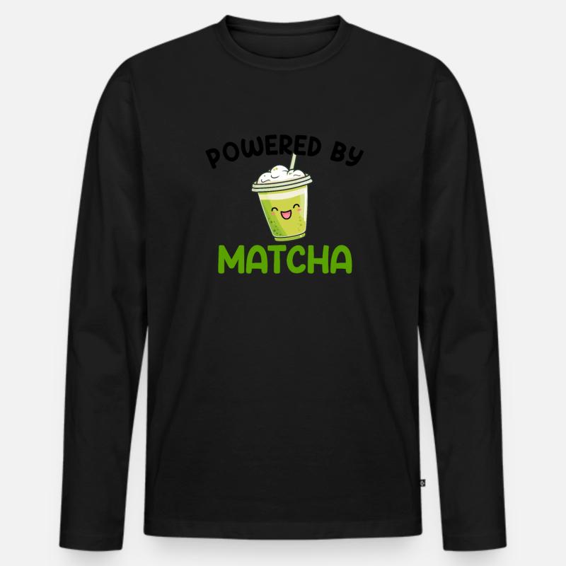 powered by matcha, matcha - Männer Premium Bio Langarmshirt - Schwarz