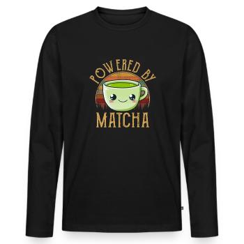 powered by matcha, matcha - Men's Premium Organic Long Sleeve Shirt - black - Front - Nico (187cm)