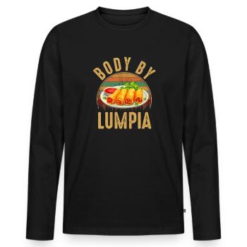 Body by lumpia, food filipino - Men's Premium Organic Long Sleeve Shirt - black - Front - Nico (187cm)