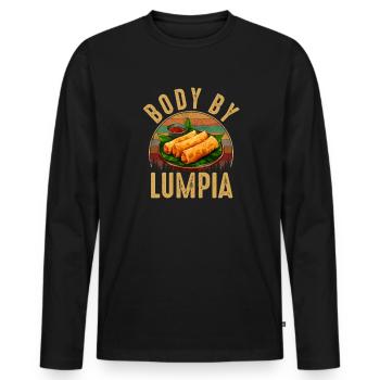 Body by lumpia, food filipino - Men's Premium Organic Long Sleeve Shirt - black - Front - Nico (187cm)