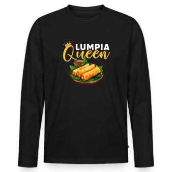 Lumpia Queen, food filipino - Men's Premium Organic Long Sleeve Shirt - black - Front - Nico (187cm)