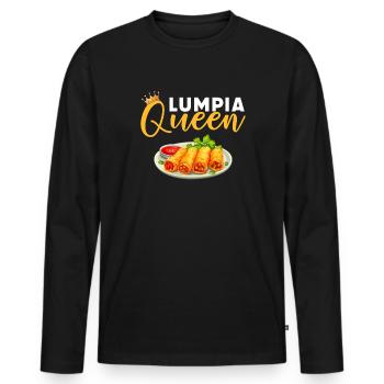 Lumpia Queen, food filipino - Men's Premium Organic Long Sleeve Shirt - black - Front - Nico (187cm)