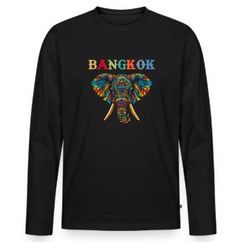 Elephant Thailand - Männer Premium Bio Langarmshirt - Schwarz - Vorne - Nico (187cm)