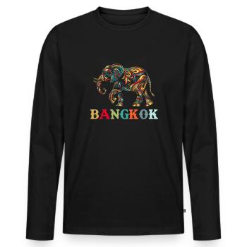 Elephant Thailand - Männer Premium Bio Langarmshirt - Schwarz - Vorne - Nico (187cm)