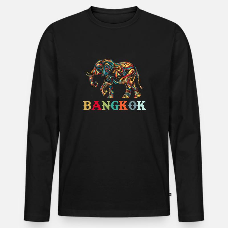 Elephant Thailand - Männer Premium Bio Langarmshirt - Schwarz