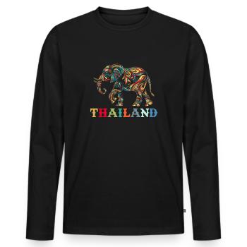 Elephant Thailand - Männer Premium Bio Langarmshirt - Schwarz - Vorne - Nico (187cm)