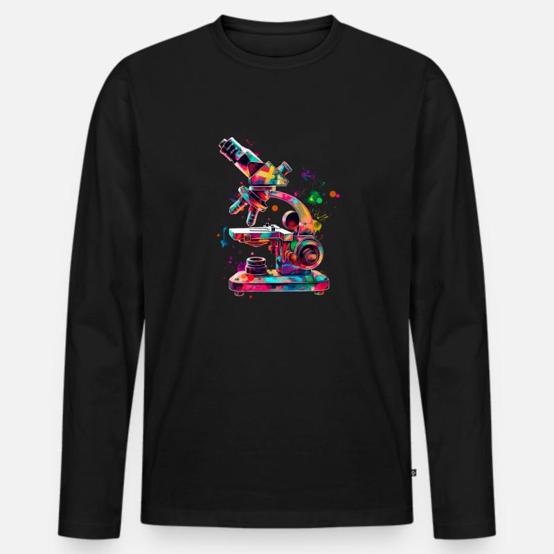 Microscopy Scientist Biologist Microscope - Men's Premium Organic Long Sleeve Shirt - black