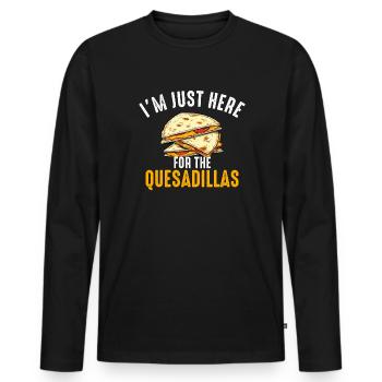 Je suis juste là pour les quesadillas - T-shirt manches longues Premium bio Homme - noir - Devant - Nico (187cm)
