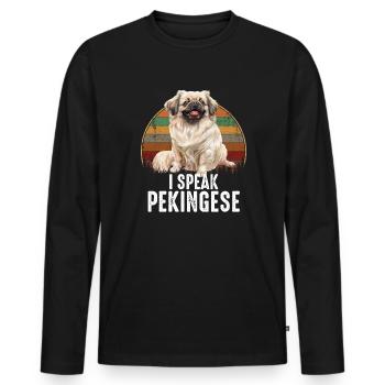 Je parle pékinois - T-shirt manches longues Premium bio Homme - noir - Devant - Nico (187cm)