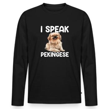 Je parle pékinois - T-shirt manches longues Premium bio Homme - noir - Devant - Nico (187cm)