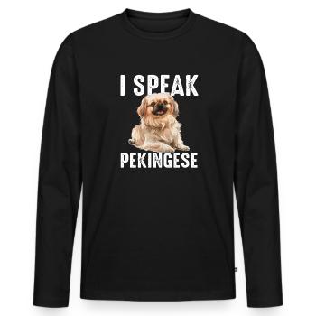 Je parle pékinois - T-shirt manches longues Premium bio Homme - noir - Devant - Nico (187cm)