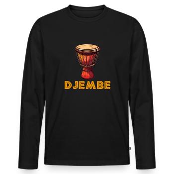 Djembé Tambours Africains - T-shirt manches longues Premium bio Homme - noir - Devant - Nico (187cm)