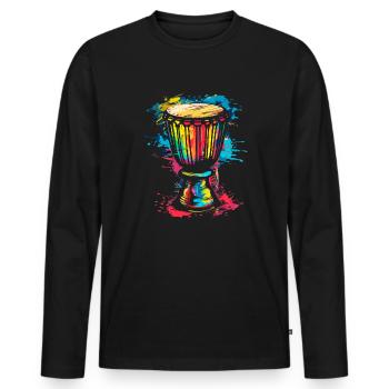 Djembé Tambours Africains - T-shirt manches longues Premium bio Homme - noir - Devant - Nico (187cm)