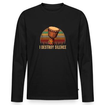 Djembé Tambours Africains - T-shirt manches longues Premium bio Homme - noir - Devant - Nico (187cm)