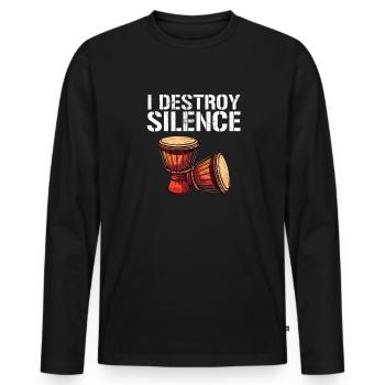 Djembé Tambours Africains - T-shirt manches longues Premium bio Homme - noir - Devant - Nico (187cm)