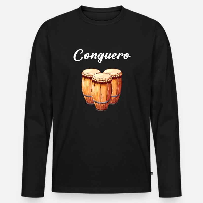 conga instrument drums - Männer Premium Bio Langarmshirt - Schwarz