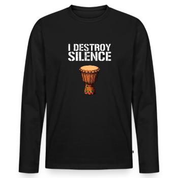 Djembé Tambours Africains - T-shirt manches longues Premium bio Homme - noir - Devant - Nico (187cm)