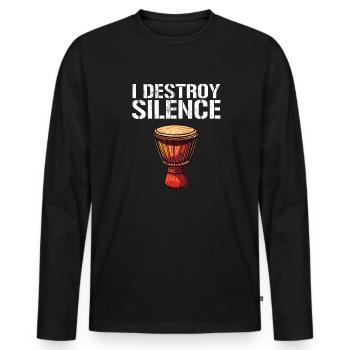 Djembé Tambours Africains - T-shirt manches longues Premium bio Homme - noir - Devant - Nico (187cm)