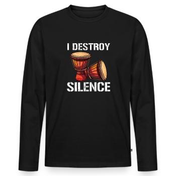 Djembé Tambours Africains - T-shirt manches longues Premium bio Homme - noir - Devant - Nico (187cm)
