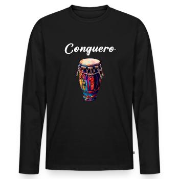 Conga Instrument Drums - Men's Premium Organic Long Sleeve Shirt - black - Front - Nico (187cm)