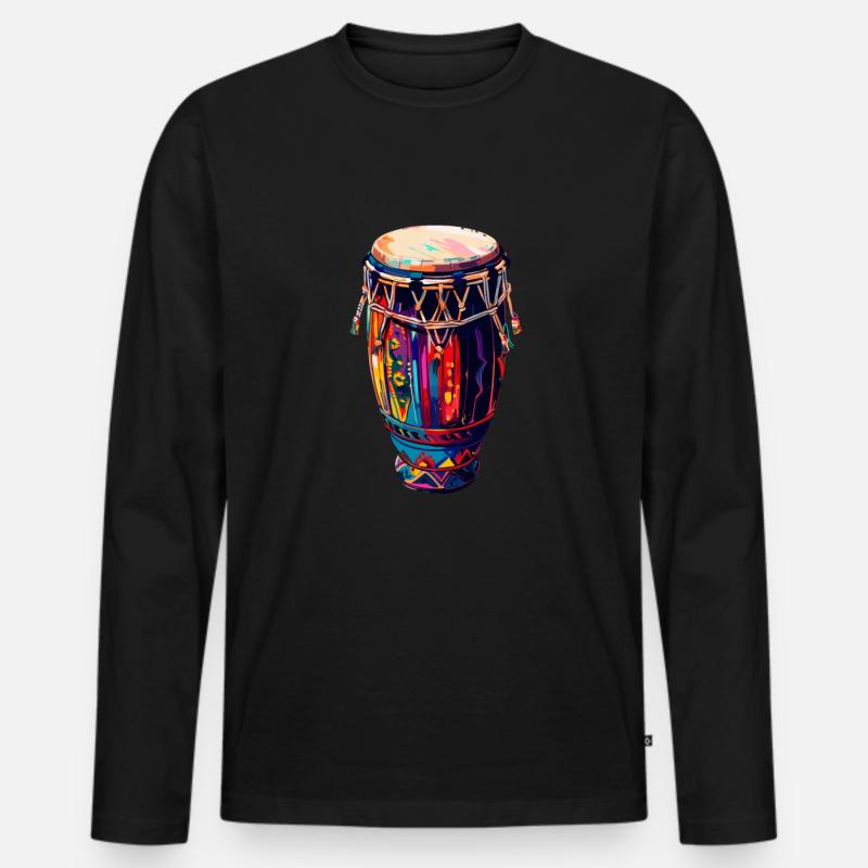 conga instrument drums - Männer Premium Bio Langarmshirt - Schwarz