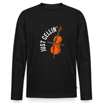 Cello Just Cellin - Men's Premium Organic Long Sleeve Shirt - black - Front - Nico (187cm)