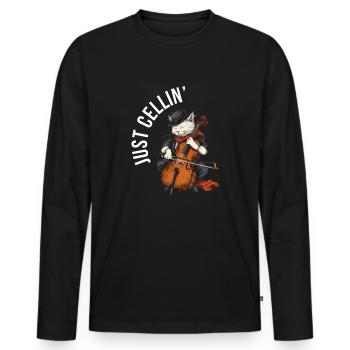 Cello Just Cellin - Men's Premium Organic Long Sleeve Shirt - black - Front - Nico (187cm)