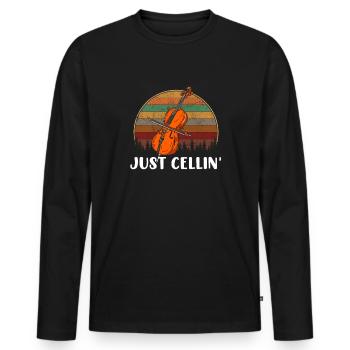 cello just cellin - Männer Premium Bio Langarmshirt - Schwarz - Vorne - Nico (187cm)
