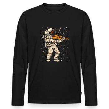 astronaut playing musical instrument Violin - Männer Premium Bio Langarmshirt - Schwarz - Vorne - Nico (187cm)