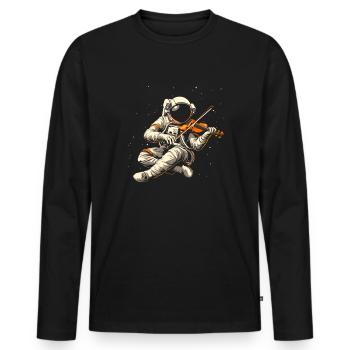 astronaut playing musical instrument Violin - Männer Premium Bio Langarmshirt - Schwarz - Vorne - Nico (187cm)