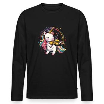 unicorn playing violin musical instrument - Männer Premium Bio Langarmshirt - Schwarz - Vorne - Nico (187cm)