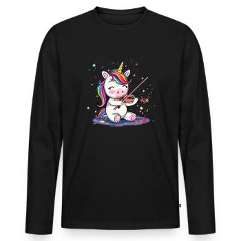 unicorn playing violin musical instrument - Männer Premium Bio Langarmshirt - Schwarz - Vorne - Nico (187cm)