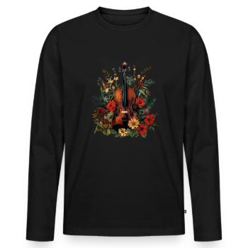 Floral instrument Violin - Männer Premium Bio Langarmshirt - Schwarz - Vorne - Nico (187cm)
