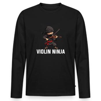 Violin Ninja instrument Violin - Männer Premium Bio Langarmshirt - Schwarz - Vorne - Nico (187cm)