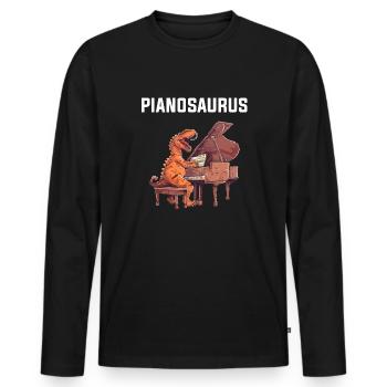 piano dinosaur instrument pianist piano - Männer Premium Bio Langarmshirt - Schwarz - Vorne - Nico (187cm)