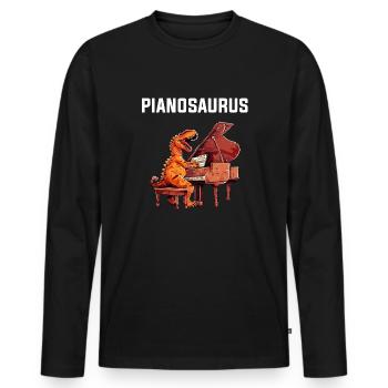 piano dinosaur instrument pianist piano - Männer Premium Bio Langarmshirt - Schwarz - Vorne - Nico (187cm)