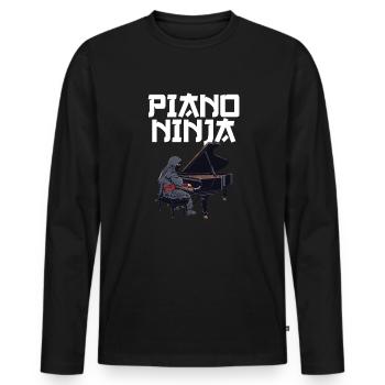 piano ninja instrument pianist piano - Männer Premium Bio Langarmshirt - Schwarz - Vorne - Nico (187cm)